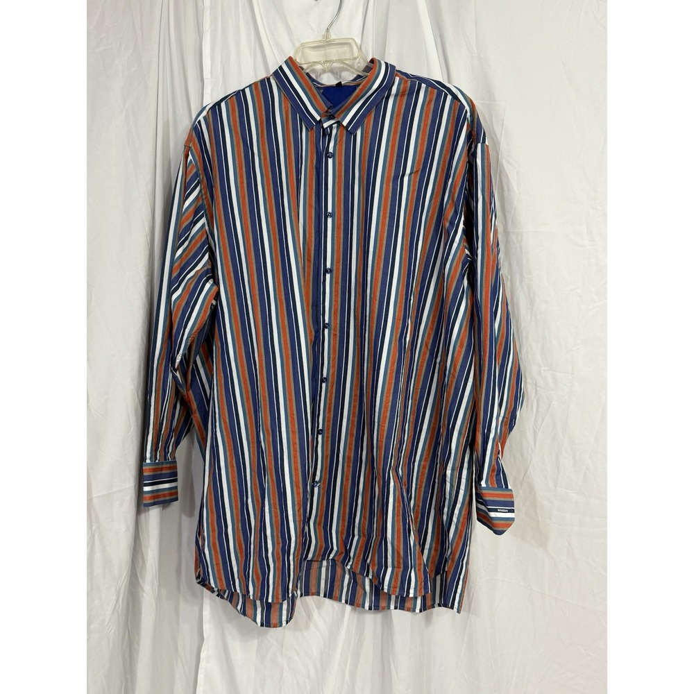 Visconti‎ Men's Dress Button Down Long Sleeve Shirt Striped 3XLB 100% Cotton